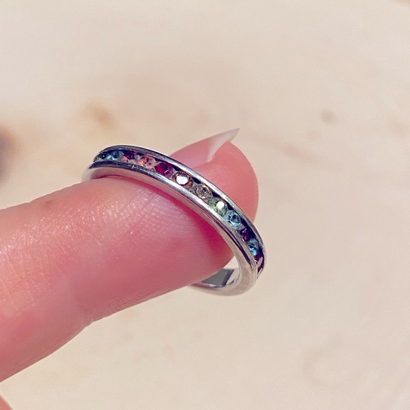 PRIDE 🌈 CHAKRA 🌈RAINBOW 🌈Gemstone Sterling Silver Band Ring - Picture 3 of 6
